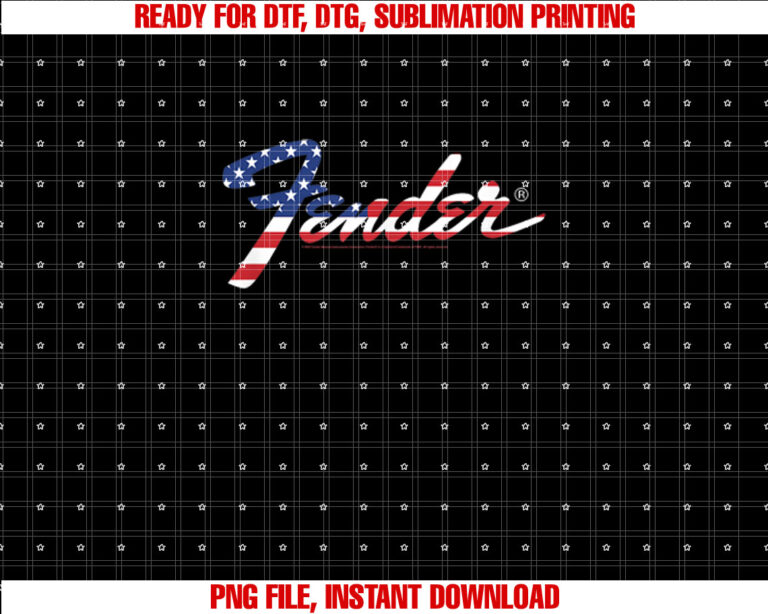 Fender American Flag Fill Logo Shirt PNG, DTF, DTG, Sublimation Design
