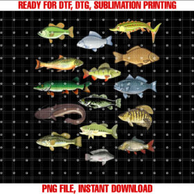 Fishing Types Freshwater Fish Fisherman Funny Bass Dad Shirt PNG, DTF, DTG, Sublimation Design