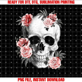Floral Sugar Skull Rose Flowers Mycologist Gothic Goth Shirt PNG, DTF, DTG, Sublimation Design