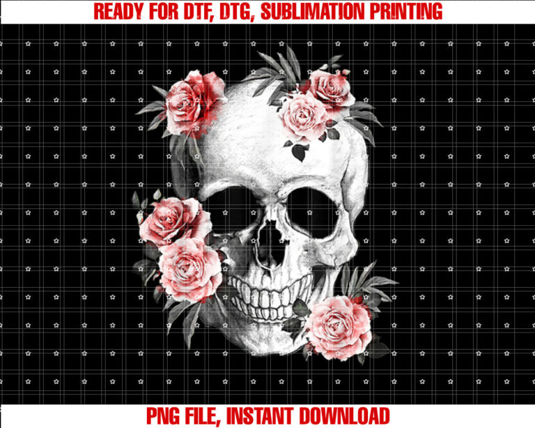 Floral Sugar Skull Rose Flowers Mycologist Gothic Goth Shirt PNG, DTF, DTG, Sublimation Design
