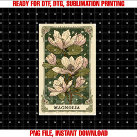 Flower Tarot Card Magnolia Mystic Occult Vintage Gardener  Shirt PNG, DTF, DTG, Sublimation Design