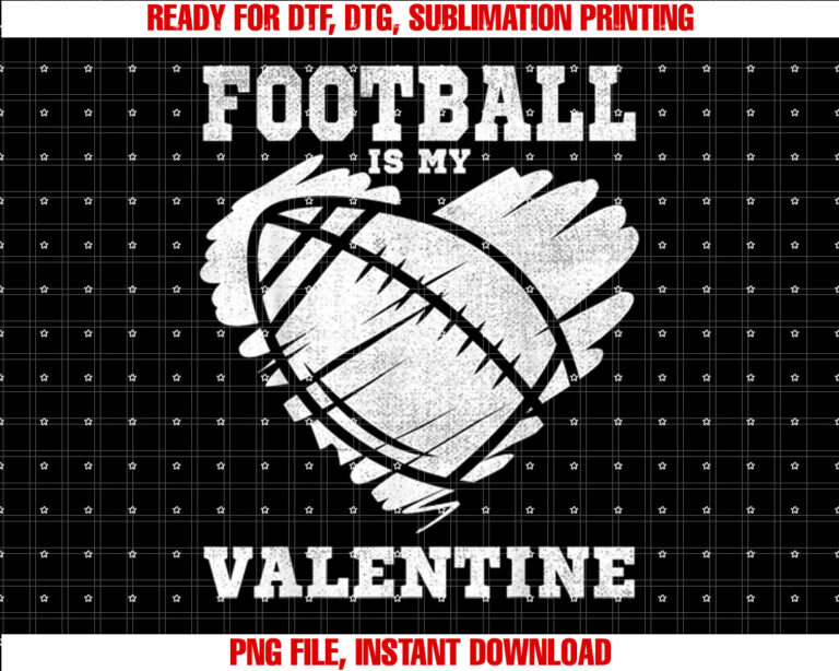 Football Heart Vintage Valentines Day  for Kids Boys Shirt PNG, DTF, DTG, Sublimation Design
