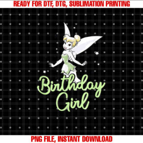 Disney Peter Pan Birthday Girl Cute Tinker Bell Chest Logo Shirt PNG, DTF, DTG, Sublimation Design