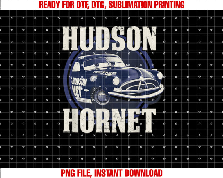 Disney Pixar Cars Hudson Hornet Vintage Race Car Badge Shirt PNG, DTF, DTG, Sublimation Design