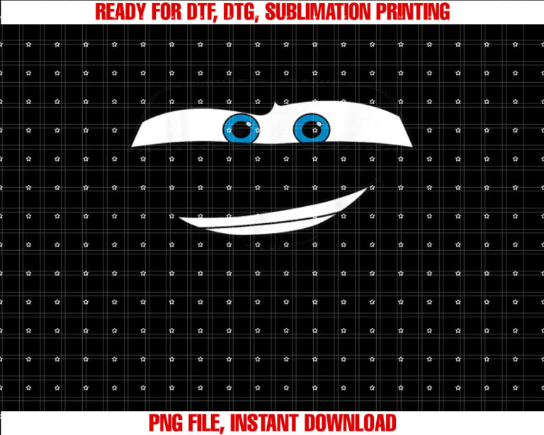 Disney Pixar Cars Lightning McQueen Big Face Short Sleeve Shirt PNG, DTF, DTG, Sublimation Design