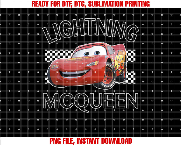 Disney Pixar Cars Lightning McQueen Finish Graphic Shirt PNG, DTF, DTG, Sublimation Design