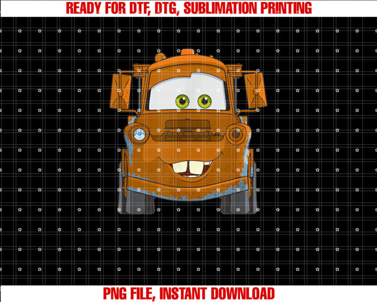 Disney Pixar Cars Mater Big Truck Face Shirt PNG, DTF, DTG, Sublimation Design
