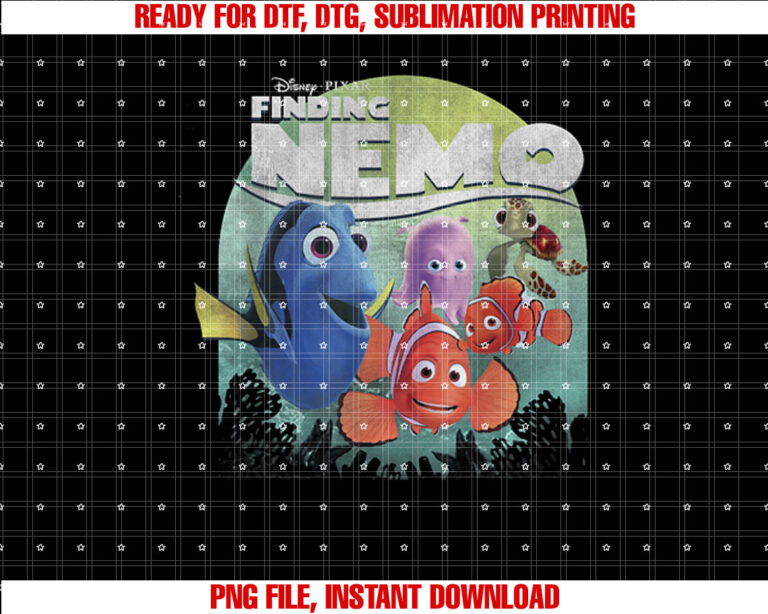 Disney Pixar Finding Nemo Group Shot Poster Graphic Shirt PNG, DTF, DTG, Sublimation Design