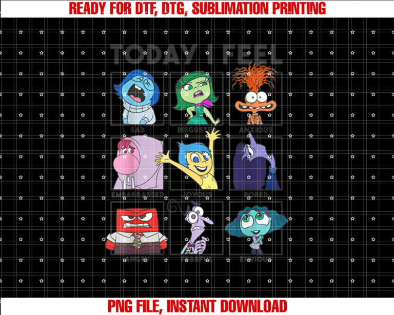 Disney Pixar Inside Out 2 Today I Feel Vintage Panels Shirt PNG, DTF, DTG, Sublimation Design