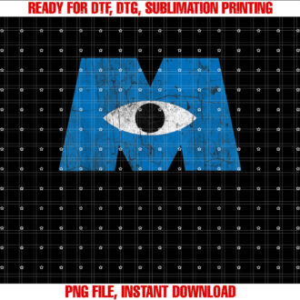 Disney Pixar Monsters Inc Distressed Cyclops Blue Logo Shirt PNG, DTF, DTG, Sublimation Design