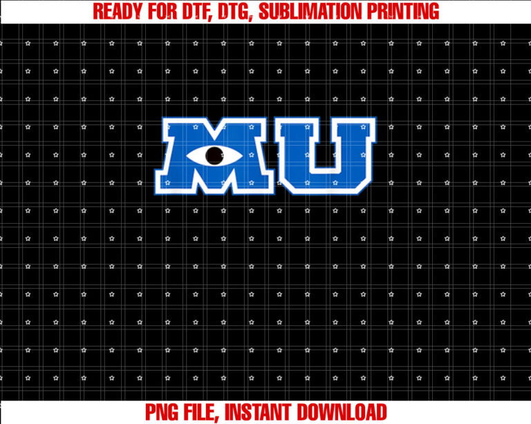 Disney Pixar Monsters University Iconic Big Chest Text Logo Shirt PNG, DTF, DTG, Sublimation Design