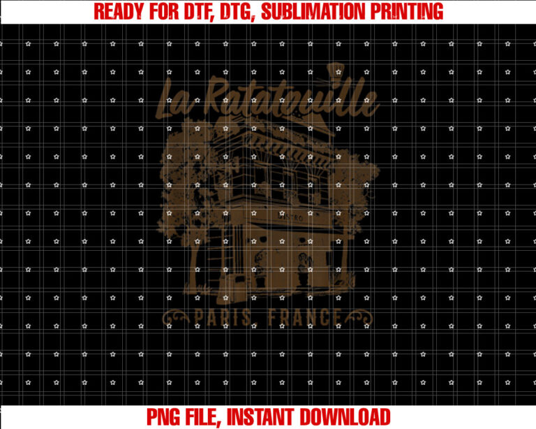Disney Pixar Ratatouille Paris France Vintage Restaurant Shirt PNG, DTF, DTG, Sublimation Design