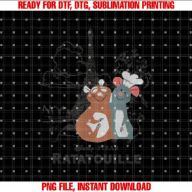Disney Pixar Ratatouille Remy  Emile Cute Hug Paris Shot Shirt PNG, DTF, DTG, Sublimation Design