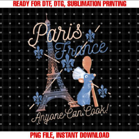 Disney Pixar Ratatouille Remy Paris France Poster Shirt PNG, DTF, DTG, Sublimation Design