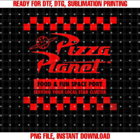 Disney Pixar Toy Story Pizza Planet Checkered Logo Shirt PNG, DTF, DTG, Sublimation Design