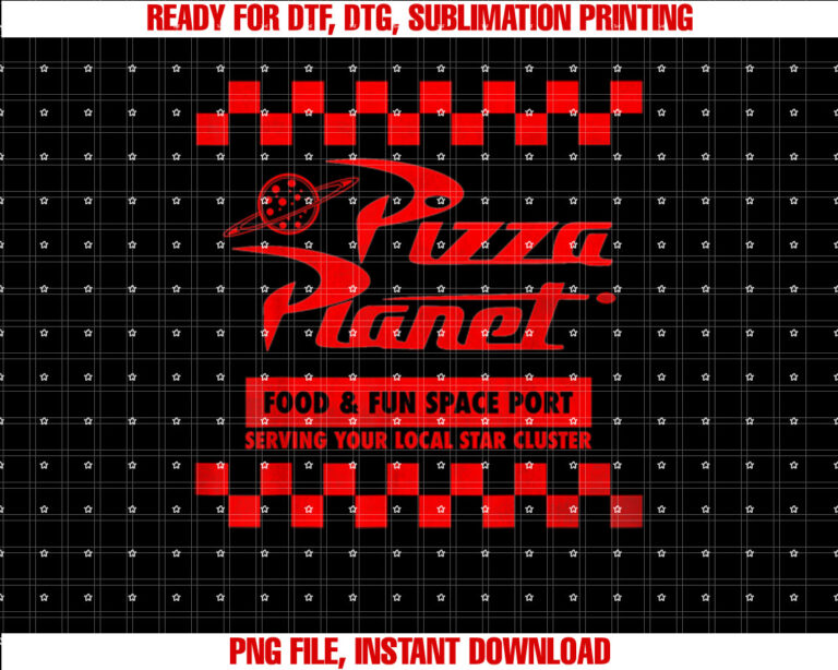 Disney Pixar Toy Story Pizza Planet Checkered Logo Shirt PNG, DTF, DTG, Sublimation Design