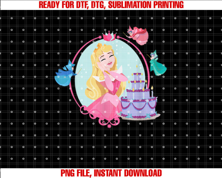 Disney Princess Aurora Sleeping Beauty Birthday Shirt  PNG, DTF, DTG, Sublimation Design