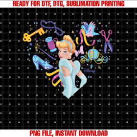 Disney Princess Cinderella Heart Icons Shirt  PNG, DTF, DTG, Sublimation Design