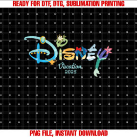 Disney Princess Letters Logo Matching Disney Vacation 2025 Shirt  PNG, DTF, DTG, Sublimation Design