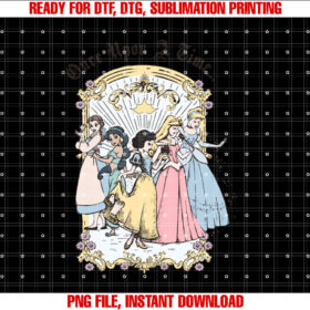 Disney Princess Once Upon a Time Vintage Cartoon Shirt  PNG, DTF, DTG, Sublimation Design