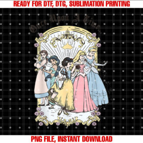 Disney Princess Once Upon a Time Vintage Cartoon White Shirt  PNG, DTF, DTG, Sublimation Design