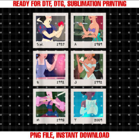 Disney Princess Polaroid Photo Grid Shirt  PNG, DTF, DTG, Sublimation Design