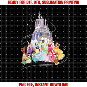 Disney Princess Sparkle Squad Christmas Holiday Castle Shirt  PNG, DTF, DTG, Sublimation Design