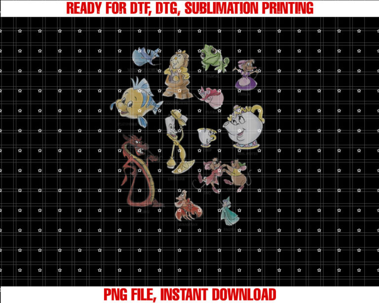 Disney Princesses Sidekick Identification Chart Shirt  PNG, DTF, DTG, Sublimation Design