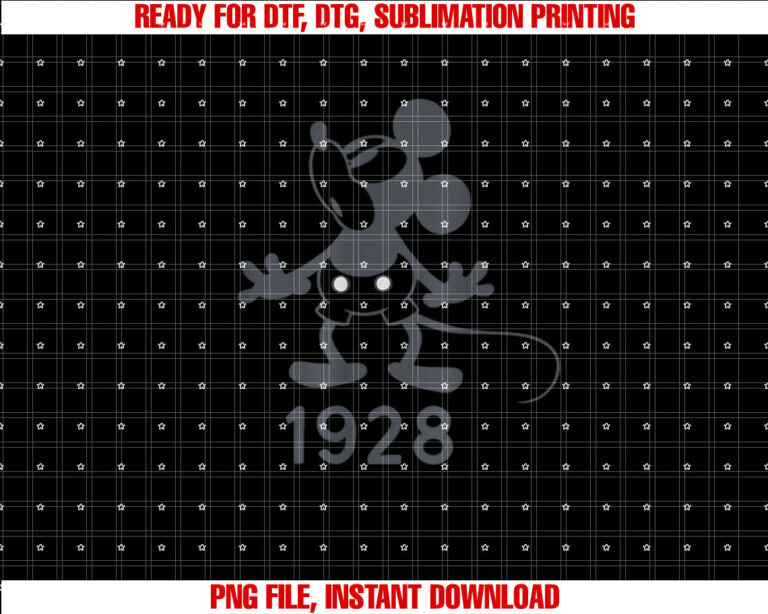 Disney Retro Mickey Mouse 1928 Shirt  PNG, DTF, DTG, Sublimation Design