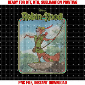 Disney Robin Hood Retro Vintage Distressed Shirt  PNG, DTF, DTG, Sublimation Design