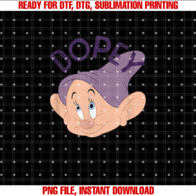 Disney Snow White the Seven Dwarfs Dopey Face Shirt  PNG, DTF, DTG, Sublimation Design