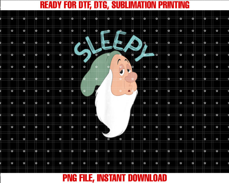 Disney Snow White the Seven Dwarfs Sleepy Face Shirt  PNG, DTF, DTG, Sublimation Design
