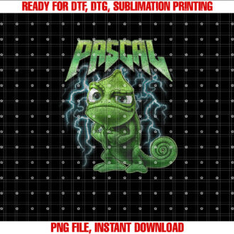 Disney Tangled Pascal Rock Metal Vintage Chest Portrait Shirt  PNG, DTF, DTG, Sublimation Design