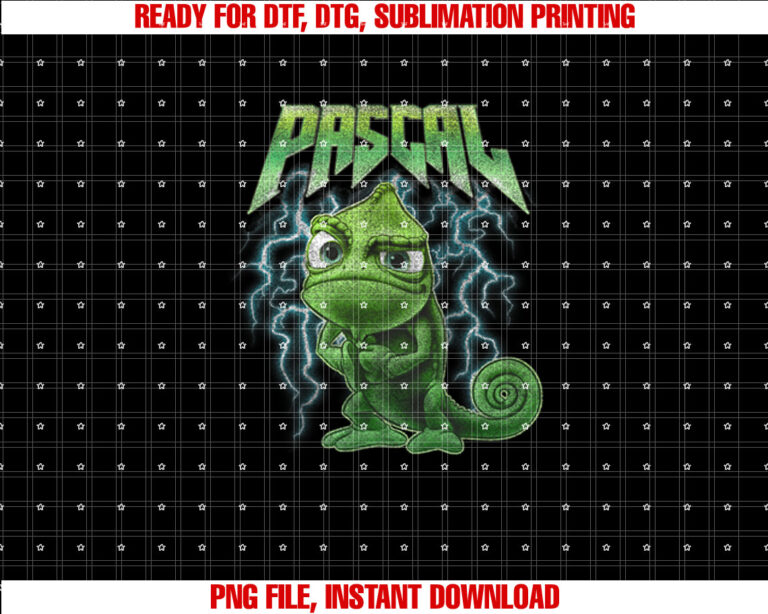 Disney Tangled Pascal Rock Metal Vintage Chest Portrait Shirt  PNG, DTF, DTG, Sublimation Design