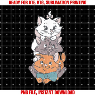 Disney the Aristocats Adorable Cute Trio Big Chest Portrait Shirt  PNG, DTF, DTG, Sublimation Design