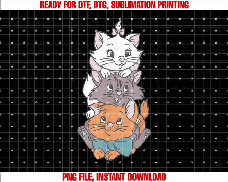 Disney the Aristocats Adorable Cute Trio Big Chest Portrait Shirt  PNG, DTF, DTG, Sublimation Design
