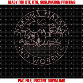 Disney the Lion King Hakuna Matata No Worries Outline Logo Shirt  PNG, DTF, DTG, Sublimation Design