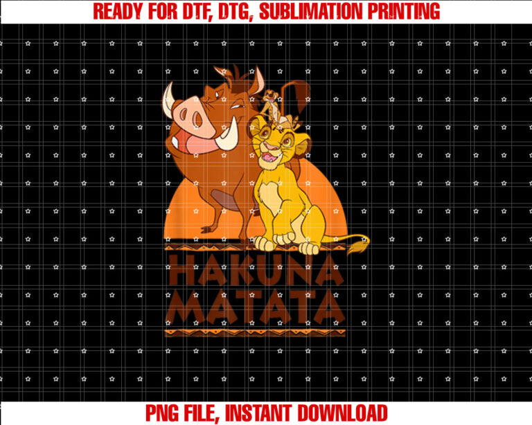 Disney the Lion King Hakuna Matata Simba Timon Pumbaa Shot Shirt  PNG, DTF, DTG, Sublimation Design
