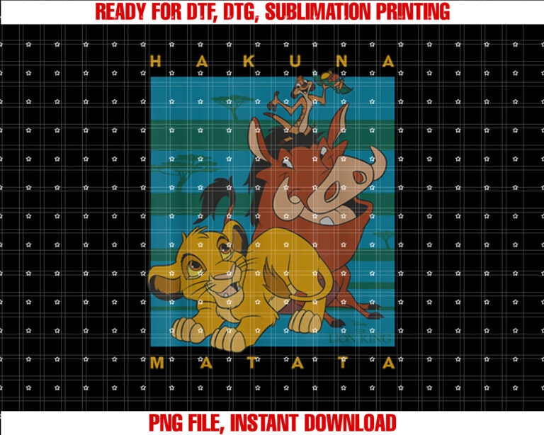 Disney the Lion King Hakuna Matata Squad Retro Shirt  PNG, DTF, DTG, Sublimation Design