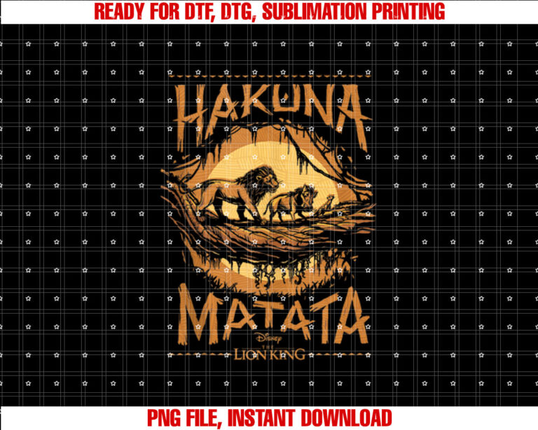 Disney the Lion King Live Action Hakuna Matata Sunset Poster Shirt  PNG, DTF, DTG, Sublimation Design