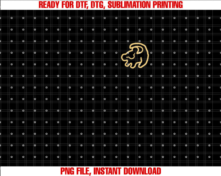 Disney the Lion King Simba Drawing Chest Pocket Shirt  PNG, DTF, DTG, Sublimation Design