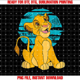 Disney the Lion King Young Simba Happy Blue Retro Shirt  PNG, DTF, DTG, Sublimation Design