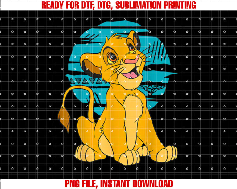 Disney the Lion King Young Simba Happy Blue Retro Shirt  PNG, DTF, DTG, Sublimation Design