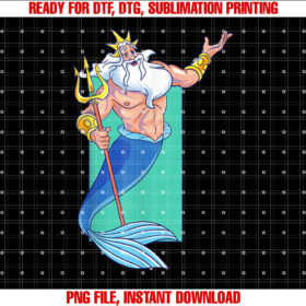 Disney the Little Mermaid King Triton Portrait Shirt  PNG, DTF, DTG, Sublimation Design
