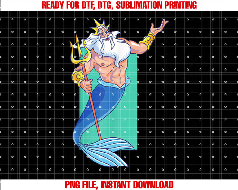 Disney the Little Mermaid King Triton Portrait Shirt  PNG, DTF, DTG, Sublimation Design