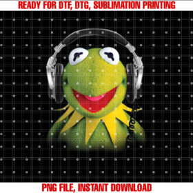 Disney the Muppets Kermit the Frog Studio Session Headphones Shirt  PNG, DTF, DTG, Sublimation Design