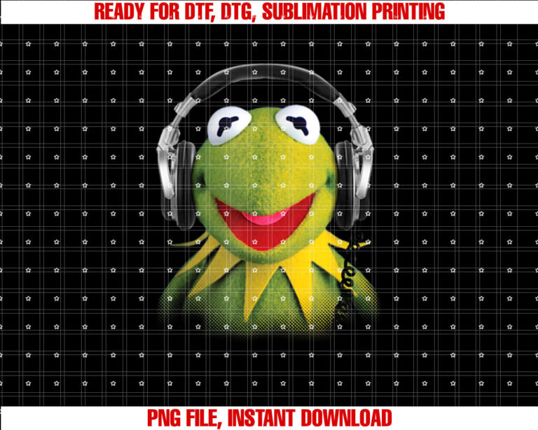Disney the Muppets Kermit the Frog Studio Session Headphones Shirt  PNG, DTF, DTG, Sublimation Design