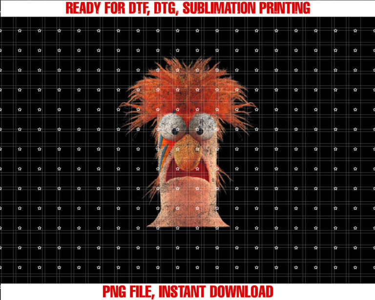 Disney the Muppets Rockstar Beaker Distressed Big Face Shirt  PNG, DTF, DTG, Sublimation Design
