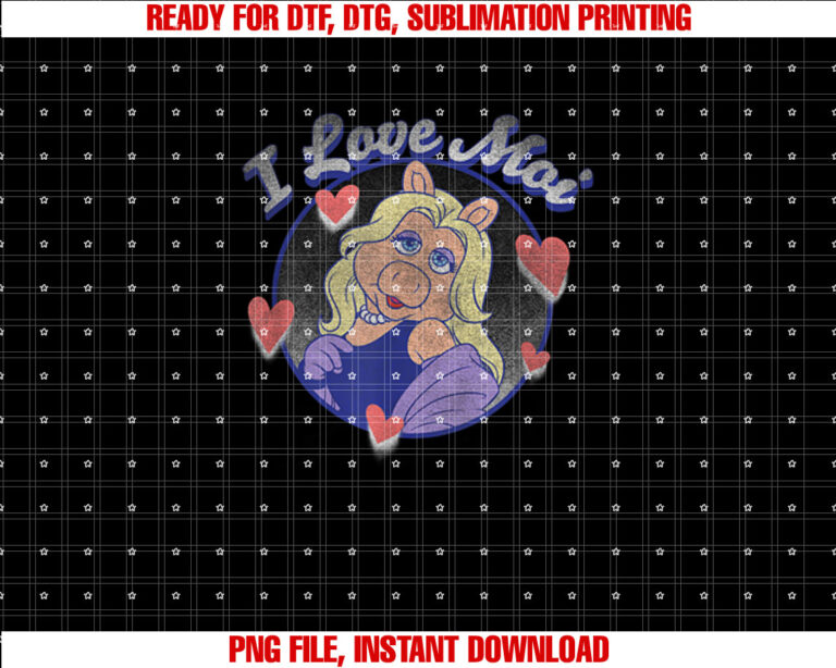 Disney the Muppets Valentines Day Miss Piggy I Love Moi Shirt  PNG, DTF, DTG, Sublimation Design