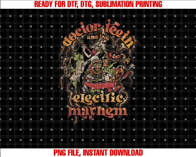 Disney the Muppets Vintage Electric Mayhem Music Poster Shirt  PNG, DTF, DTG, Sublimation Design
